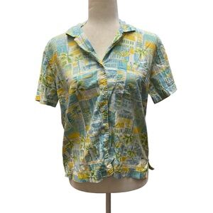 Erika Womens Vintage Tropical Travel 80s Style Top Size Small Retro Funky